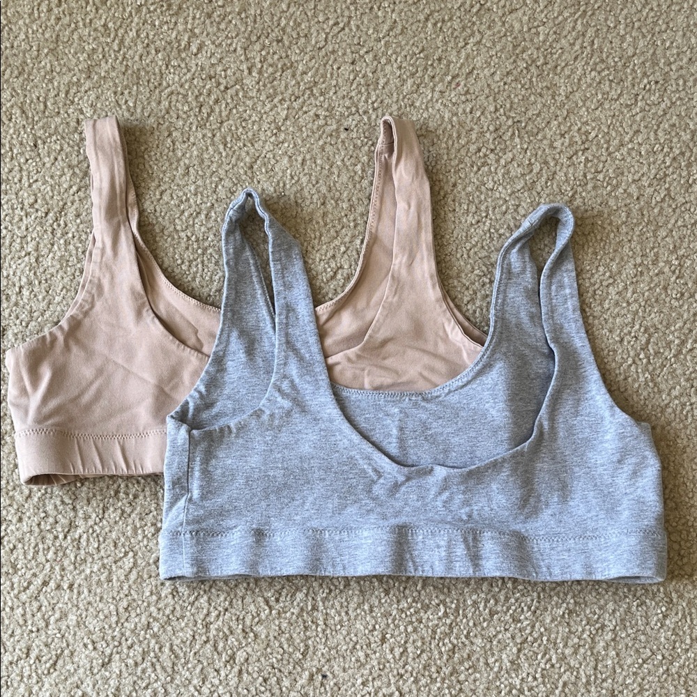 Pact Women's Seamless Bralette Organic Cotton Set Size Large Gray and Tan - Picture 2 of 12